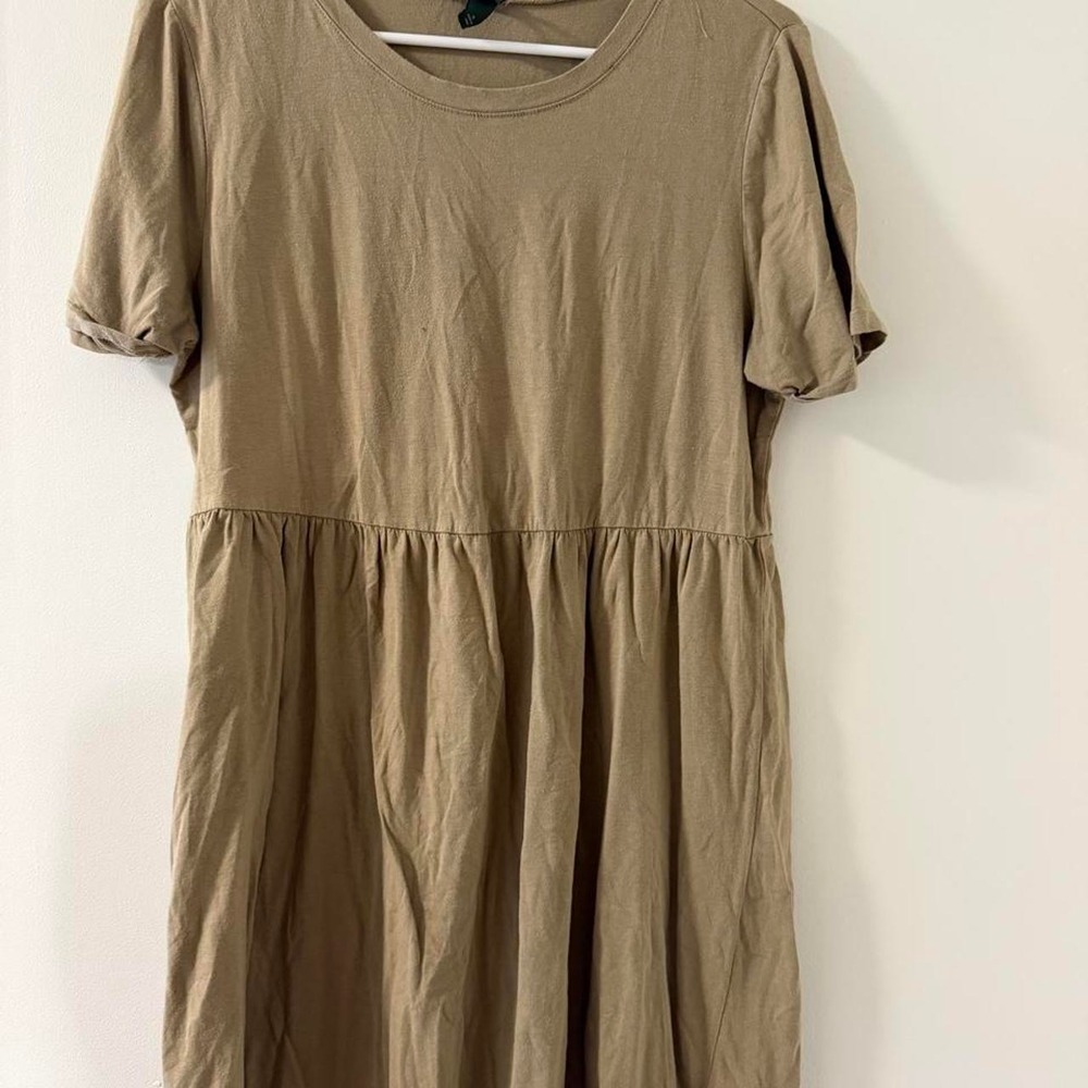 Wild Fable Babydoll Dress Womens M Tan New Short Sleeve Summer Jersey